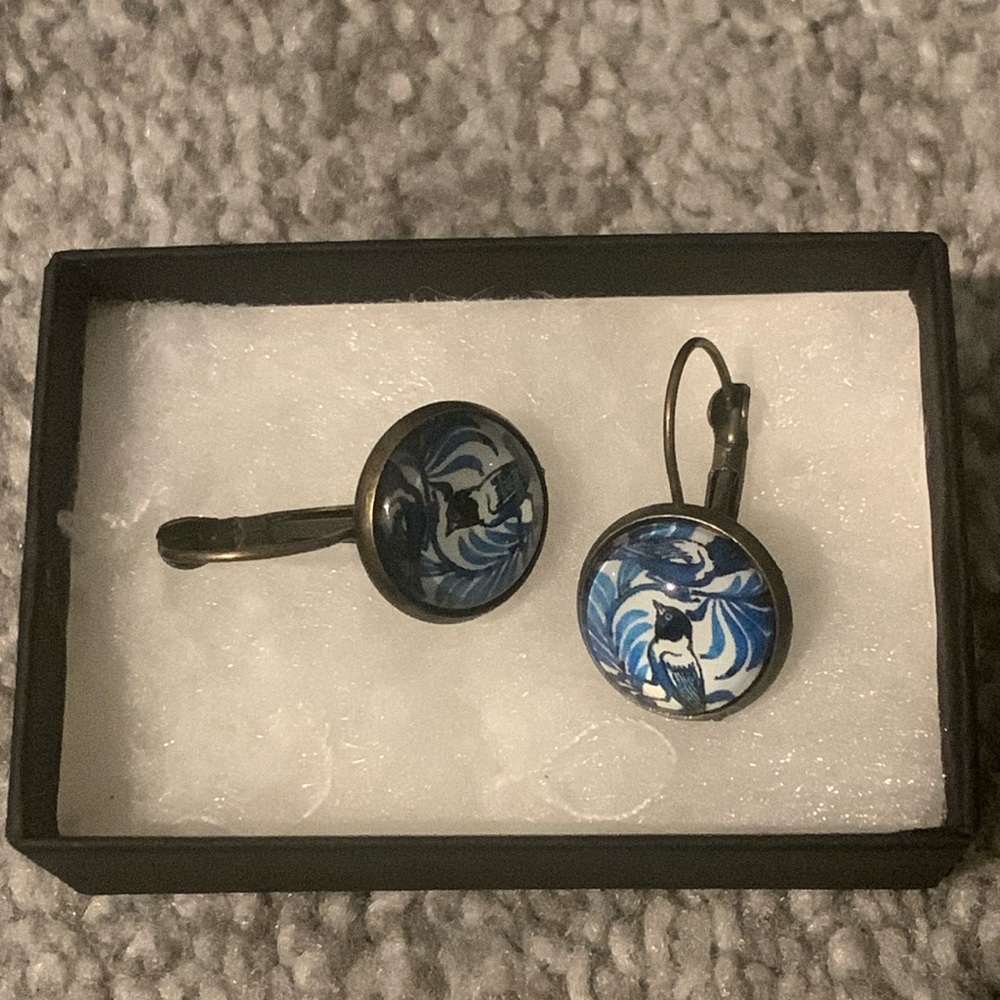 Blue bird earrings